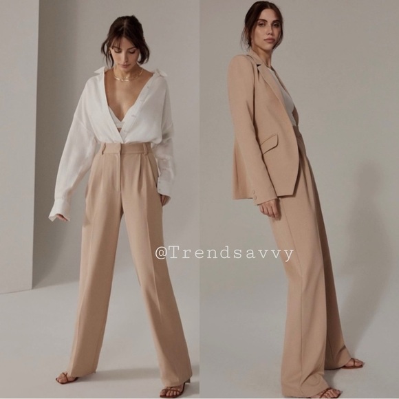 Anthropologie Favorite Daughter Pleated High Rise tailored Pants beige 16P NWT - Picture 1 of 9